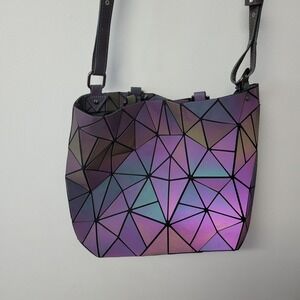 HOTONE Iridescent Geometric Prism Handbag Purse Wallet Set